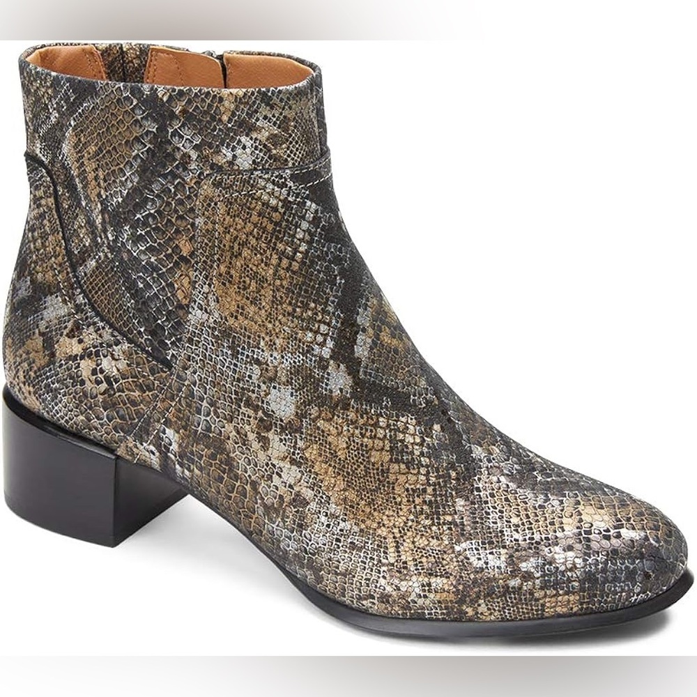Vionic Kamryn Grey & Metallic Snakeskin Heeled Ankle Boot